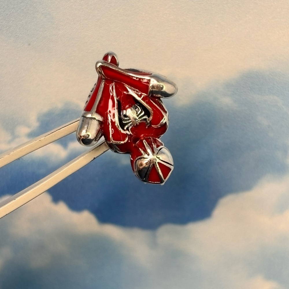 Sterling silver hanging spiderman charm bead for Pandora